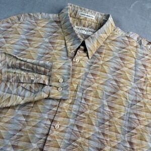 VTG JHANE BARNES Menswear Button Up Shirt XL Geometric Print Long Sleeve  Cotton